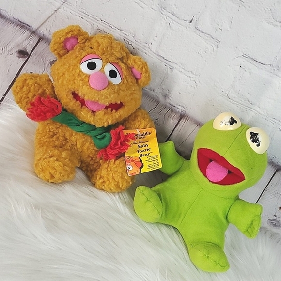 Vintage 80s McDonald's Muppets Sesame Street Baby Kermit & Fozzie Bear Plush Set - Picture 3 of 16